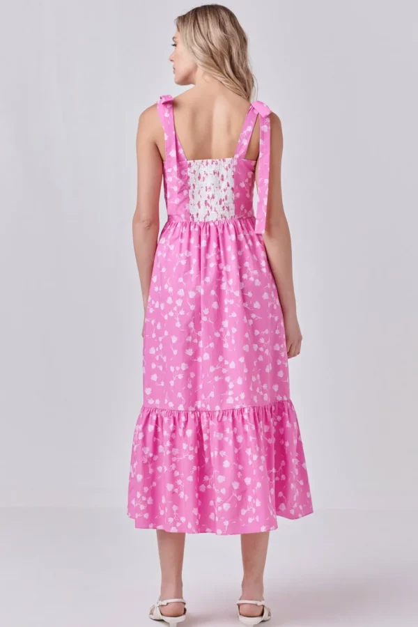 ENGLISH FACTORY Floral Dresses*- Contrast Floral Maxi Dress PINK/WHITE