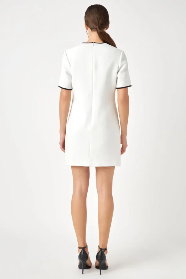 ENGLISH FACTORY Tweed Dresses | Matching Sets*- Contrast Accent Shift Pocket Mini Dress IVORY