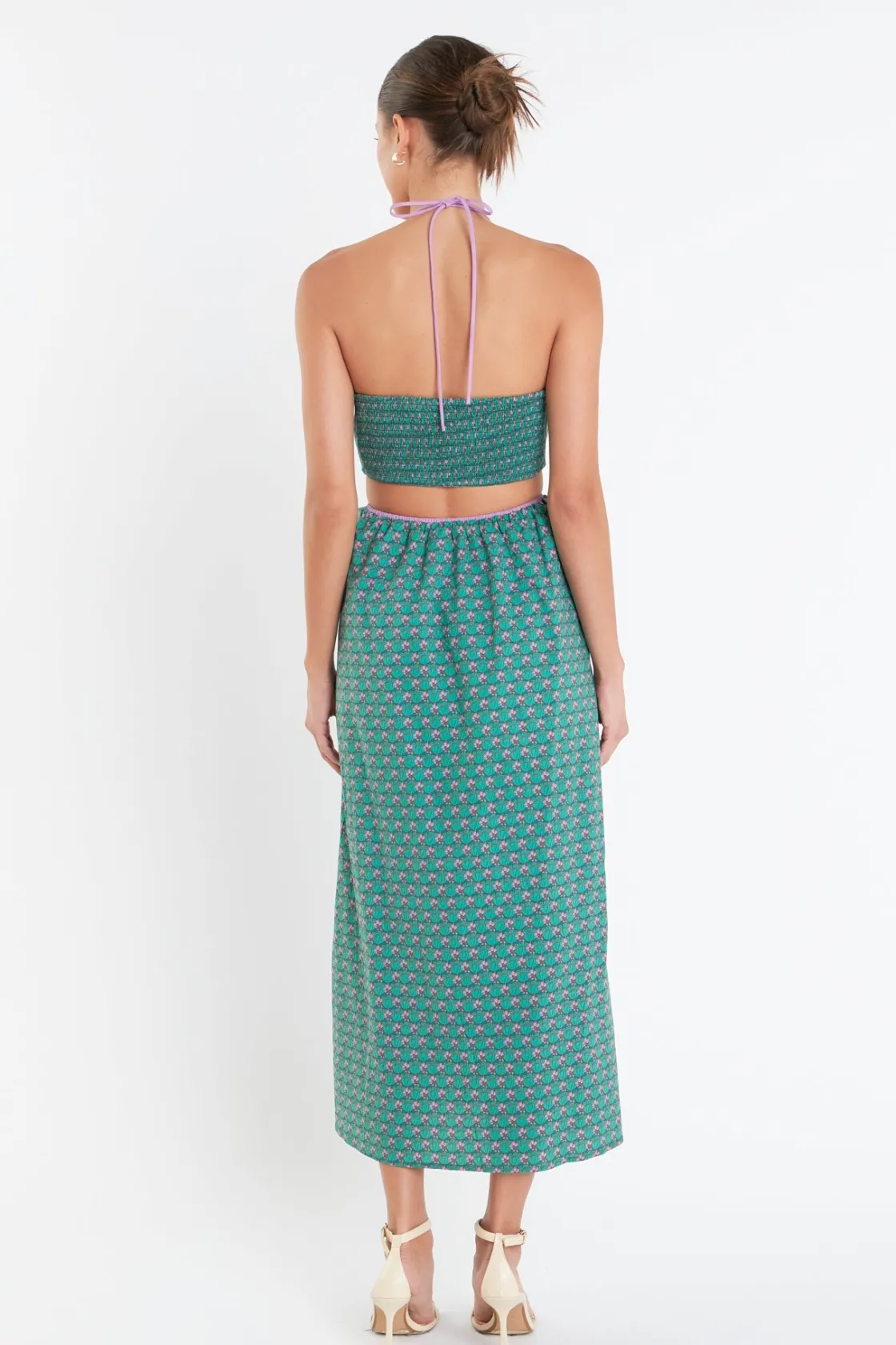 english_factory__contrast_2-22.webp ENGLISH FACTORY Boho Dresses | Tops*- Contrast Straps Floral Cut Out Maxi Dress GREENMULTI