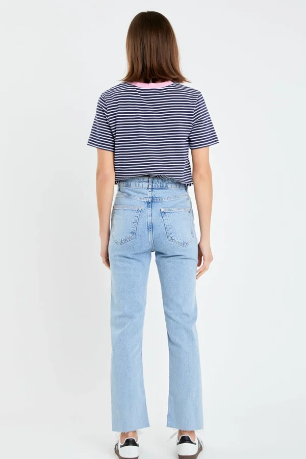 ENGLISH FACTORY Tops*- Contrast Rib Stripe T-shirt
