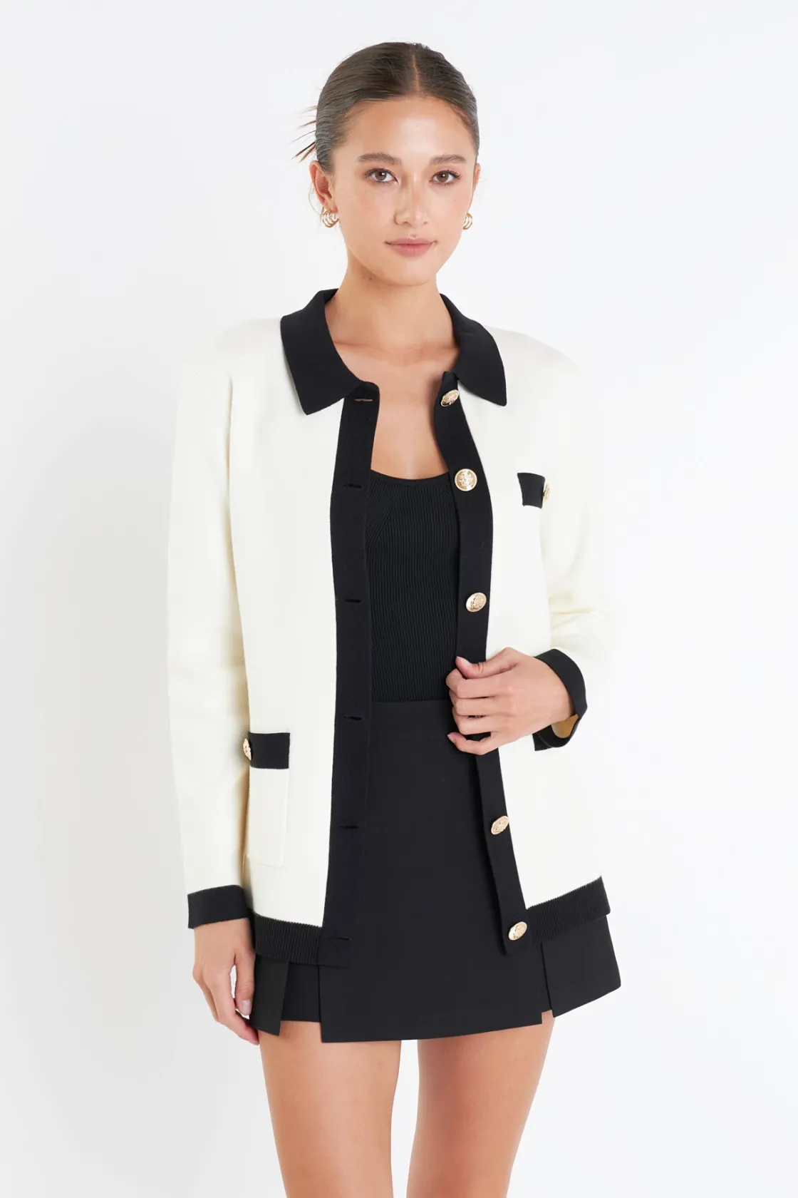english_factory__contrast_3-11.webp ENGLISH FACTORY Sweaters & Knits | Tops*- Contrast Details Knit Cardigan WHITE/BLACK