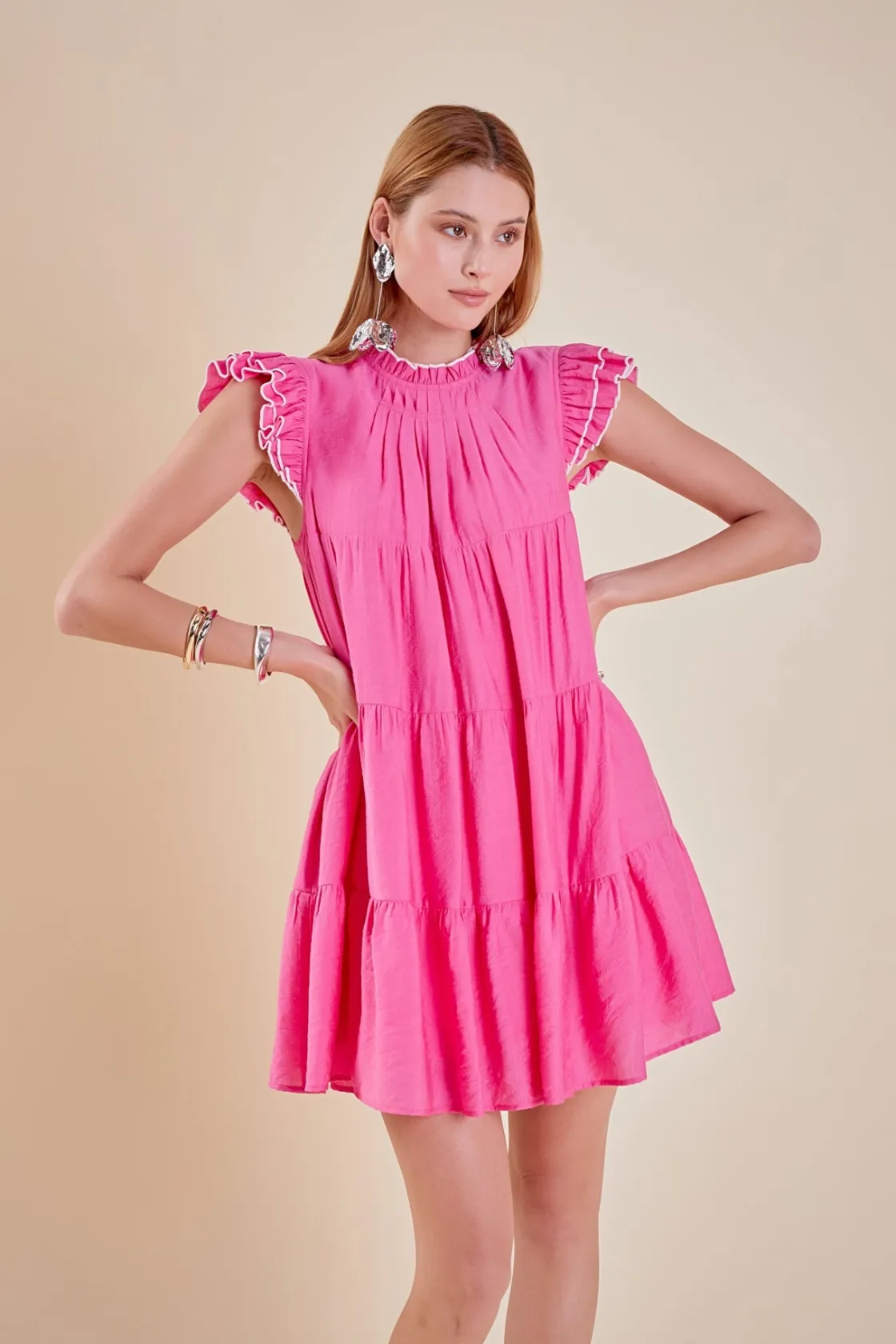 english_factory__contrast_3.webp ENGLISH FACTORY Tops*- Contrast Merrow Babydoll Dress