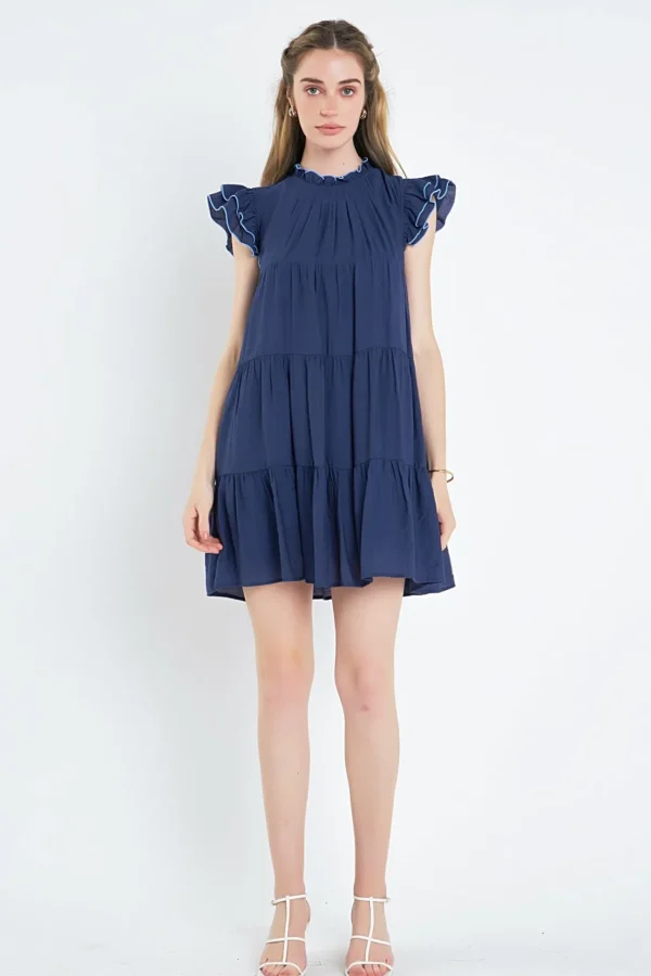 ENGLISH FACTORY Tops*- Contrast Merrow Babydoll Dress