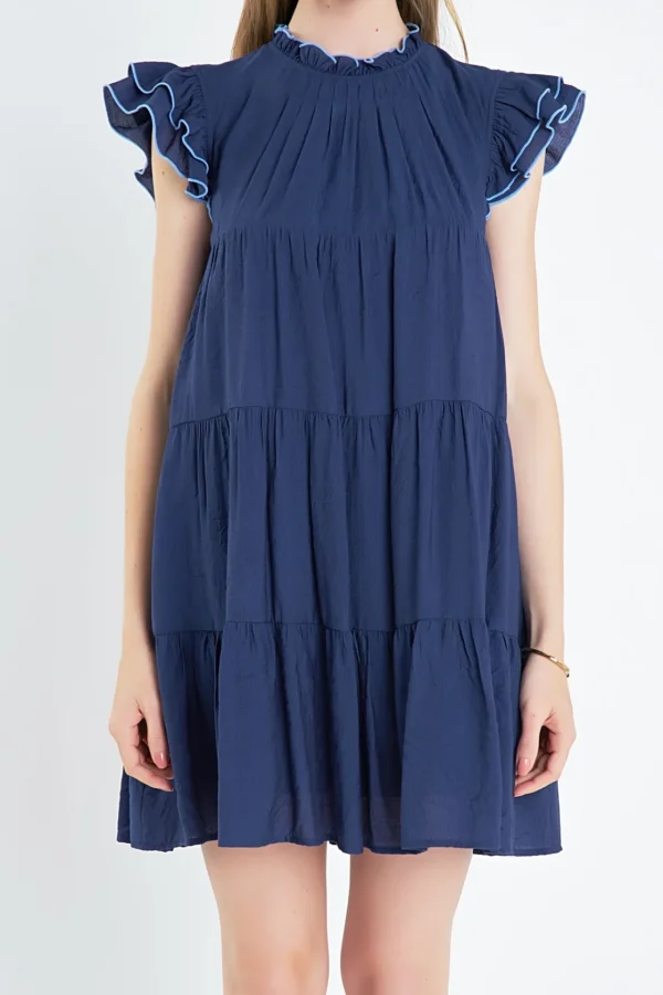ENGLISH FACTORY Tops*- Contrast Merrow Babydoll Dress
