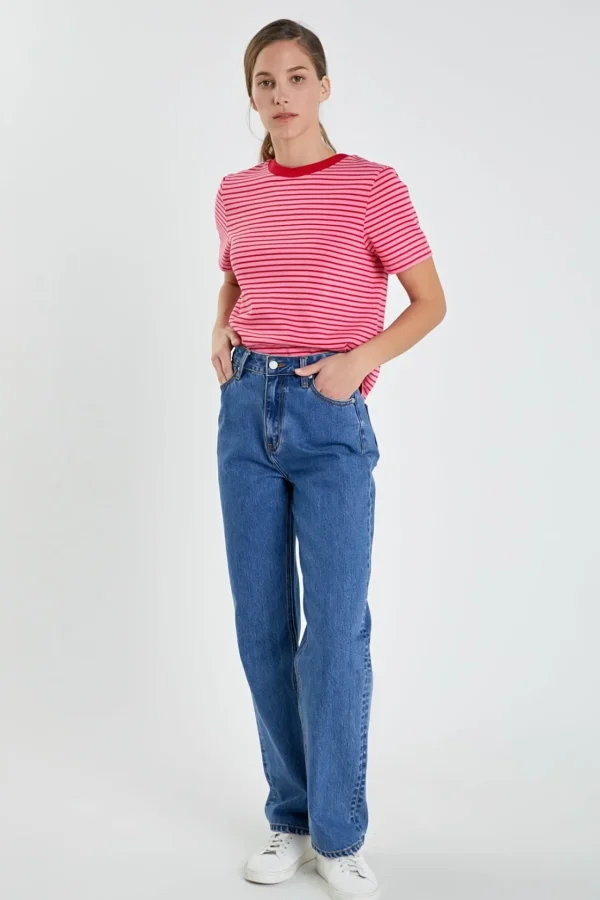 ENGLISH FACTORY Tops*- Contrast Rib Stripe T-shirt