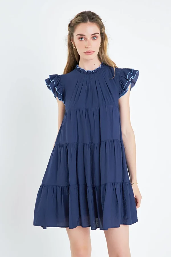 ENGLISH FACTORY Tops*- Contrast Merrow Babydoll Dress