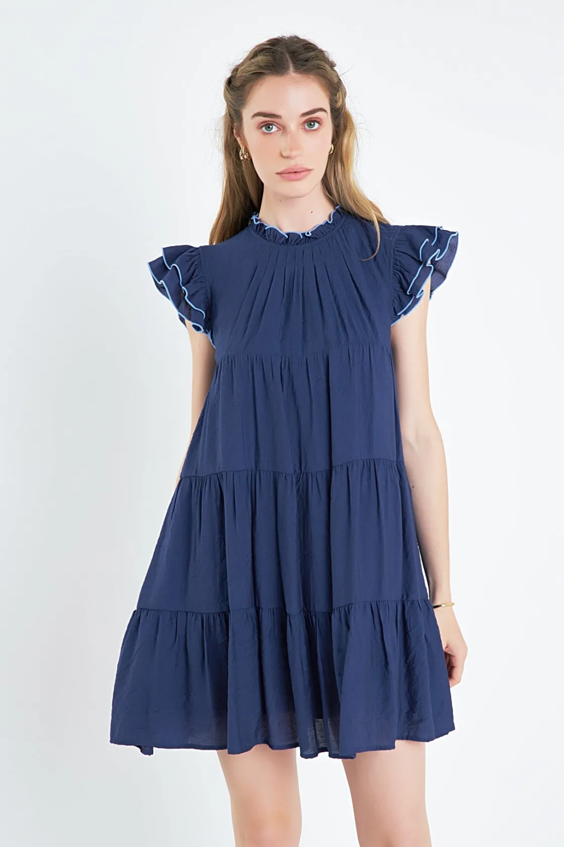 english_factory__contrast_8.webp ENGLISH FACTORY Tops*- Contrast Merrow Babydoll Dress