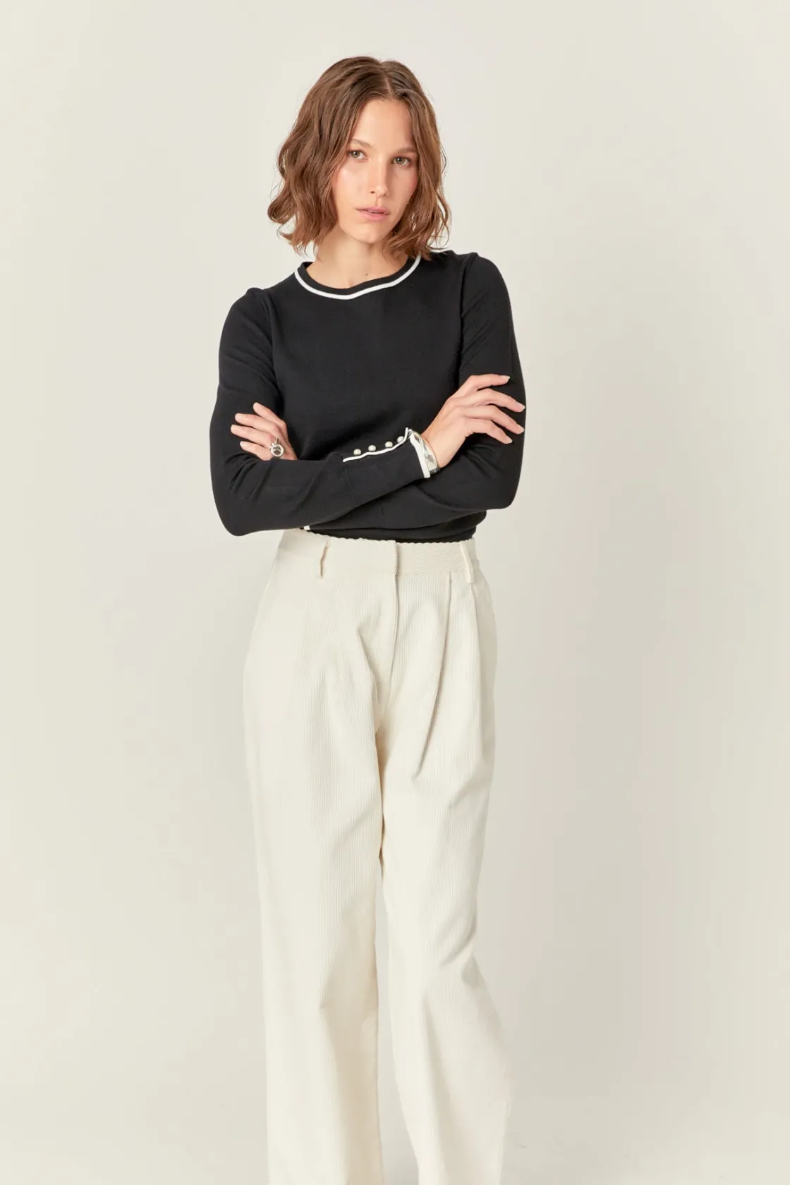 english_factory__corduroy_4.webp ENGLISH FACTORY Matching Sets | Pants*- Corduroy Wide Pants OFFWHITE