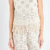 ENGLISH FACTORY Matching Sets | Tops*- Crochet Patchwork Sleeveless Top BEIGEMULTI