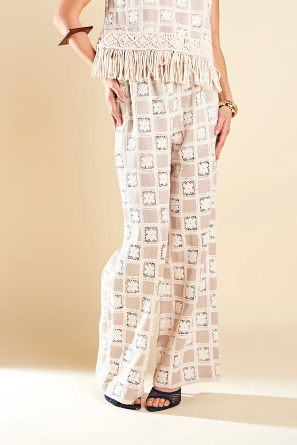 ENGLISH FACTORY Matching Sets | Pants*- Crochet Patchwork Pants BEIGEMULTI