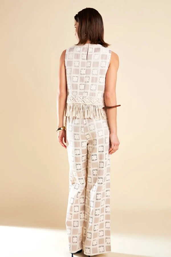 ENGLISH FACTORY Matching Sets | Pants*- Crochet Patchwork Pants BEIGEMULTI