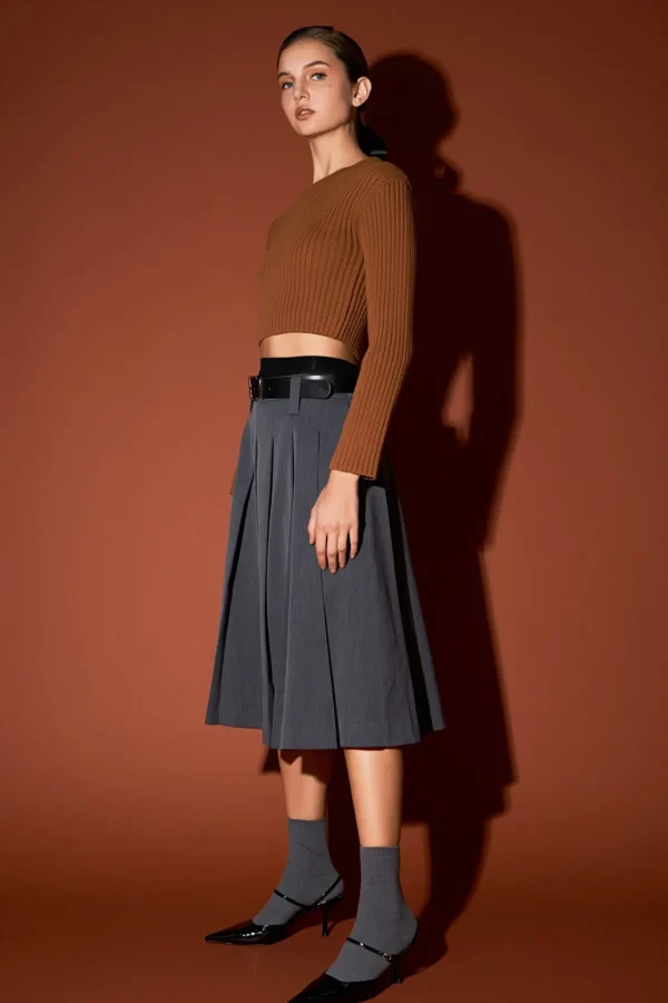 ENGLISH FACTORY Sweaters & Knits | Tops*- Cropped Ribbed Knit Sweater