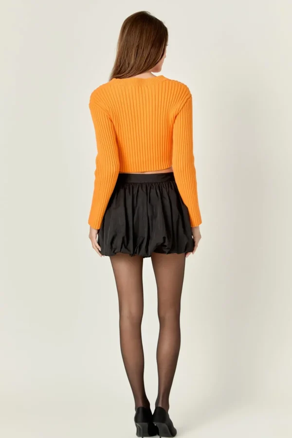 ENGLISH FACTORY Sweaters & Knits | Tops*- Cropped Ribbed Knit Sweater