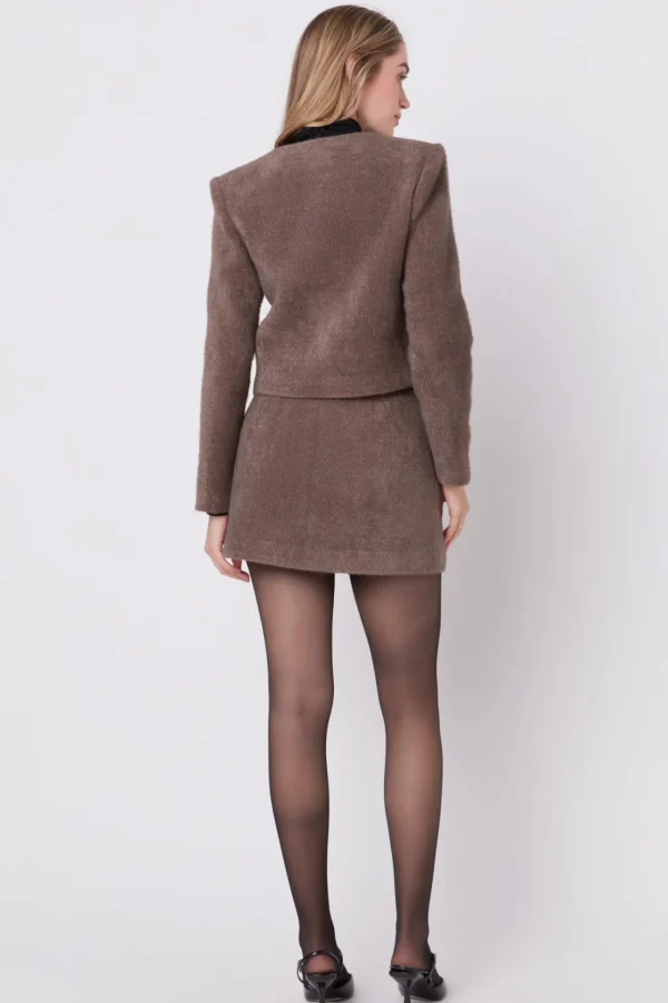 ENGLISH FACTORY Jackets & Coats | Tops*- Cropped Knit Jacket BROWN