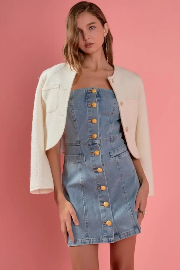 ENGLISH FACTORY Jackets & Coats | Tops*- Cropped Tulip Hem Jacket IVORY