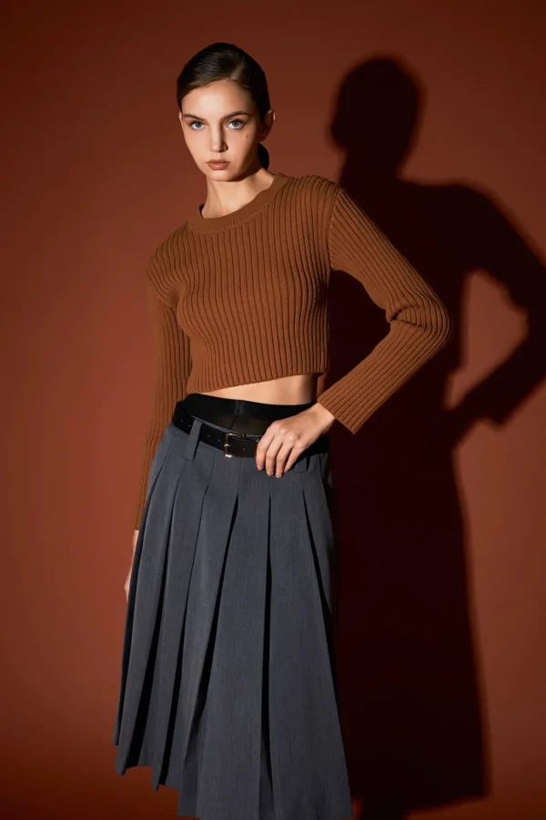 ENGLISH FACTORY Sweaters & Knits | Tops*- Cropped Ribbed Knit Sweater