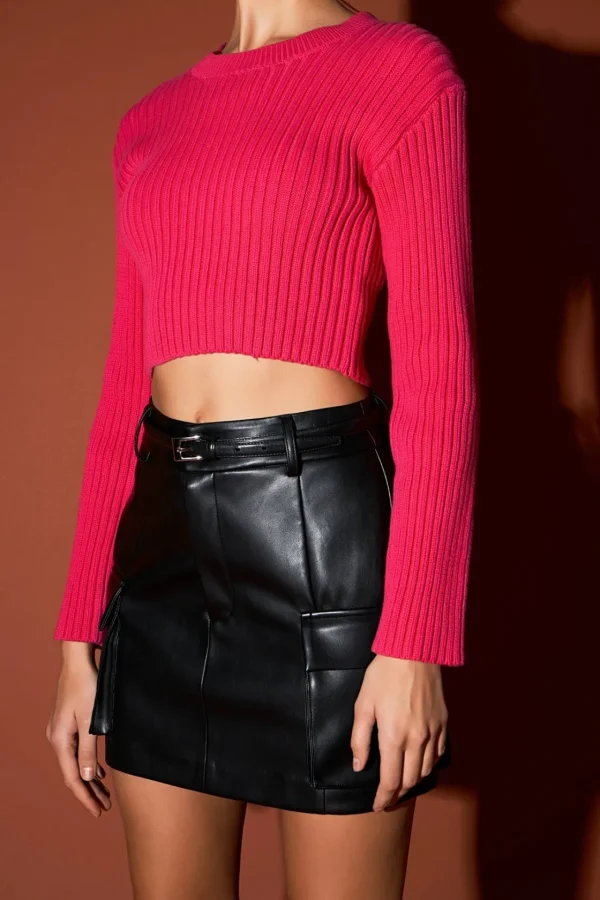 ENGLISH FACTORY Sweaters & Knits | Tops*- Cropped Ribbed Knit Sweater