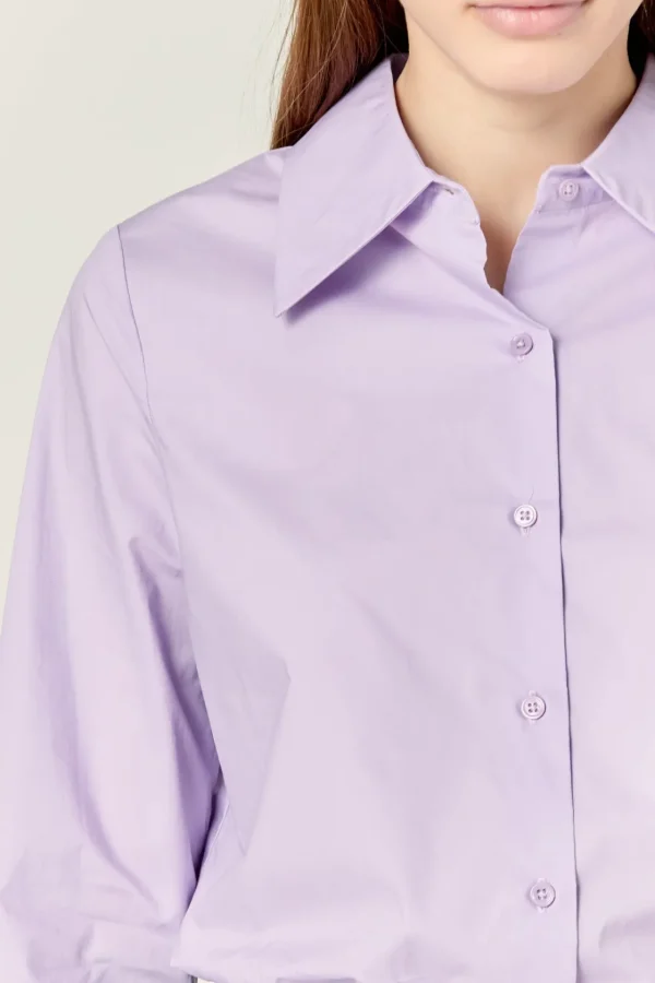 ENGLISH FACTORY Shirts & Blouses | Tops*- Cuff Sleeve Accent Collar Poplin Dress Shirt