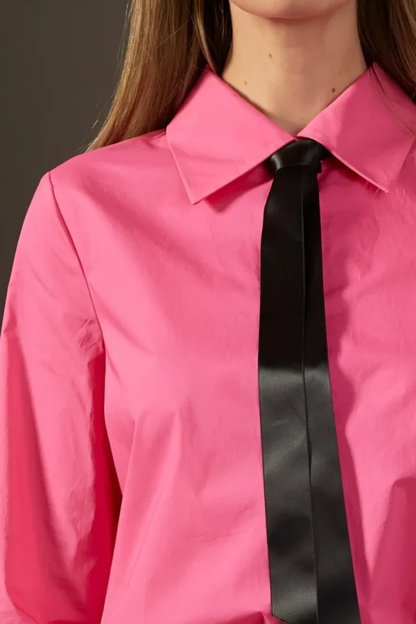 ENGLISH FACTORY Shirts & Blouses | Tops*- Cuff Sleeve Accent Collar Poplin Dress Shirt