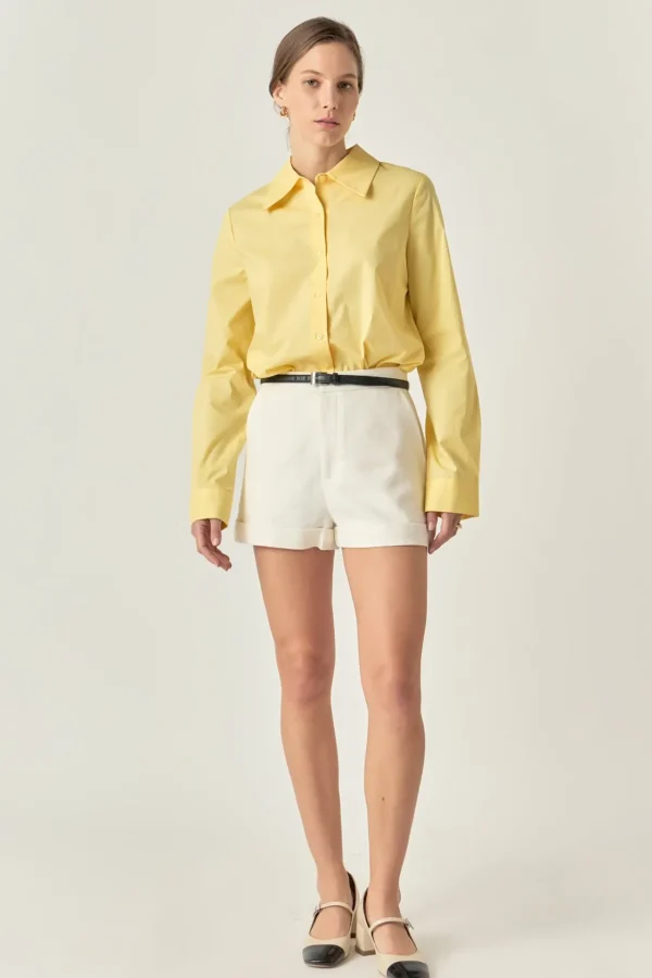 ENGLISH FACTORY Shirts & Blouses | Tops*- Cuff Sleeve Accent Collar Poplin Dress Shirt