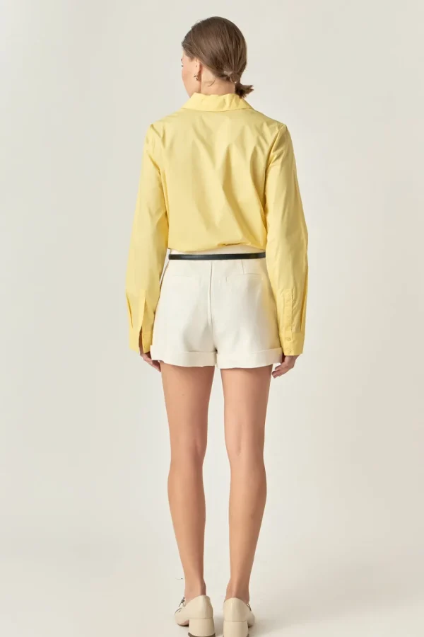 ENGLISH FACTORY Shirts & Blouses | Tops*- Cuff Sleeve Accent Collar Poplin Dress Shirt