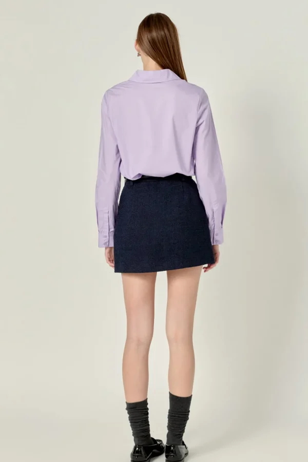 ENGLISH FACTORY Shirts & Blouses | Tops*- Cuff Sleeve Accent Collar Poplin Dress Shirt
