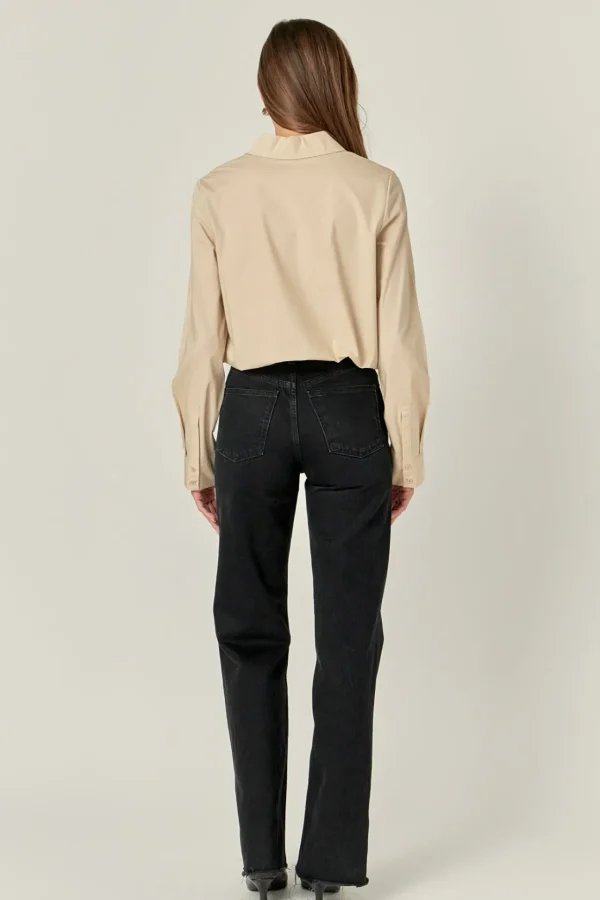 ENGLISH FACTORY Shirts & Blouses | Tops*- Cuff Sleeve Accent Collar Poplin Dress Shirt