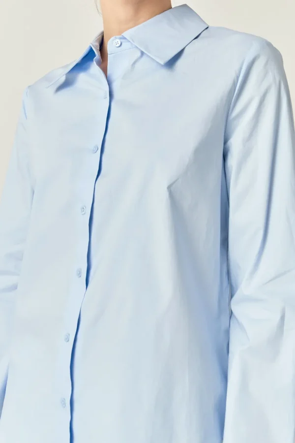 ENGLISH FACTORY Shirts & Blouses | Tops*- Cuff Sleeve Accent Collar Poplin Dress Shirt