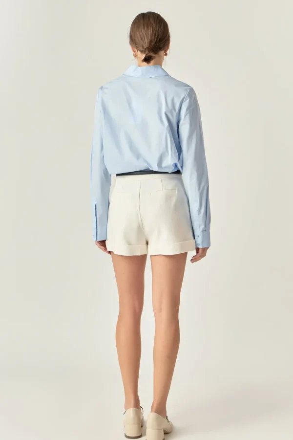 ENGLISH FACTORY Shirts & Blouses | Tops*- Cuff Sleeve Accent Collar Poplin Dress Shirt