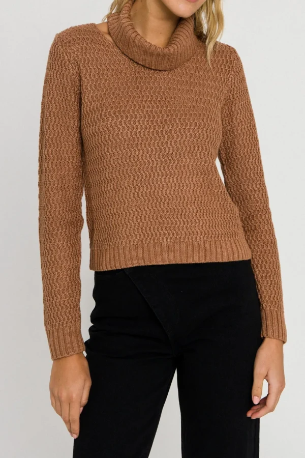 ENGLISH FACTORY Sweaters & Knits | Tops*- Cut-Out Neck Sweater CAFFE