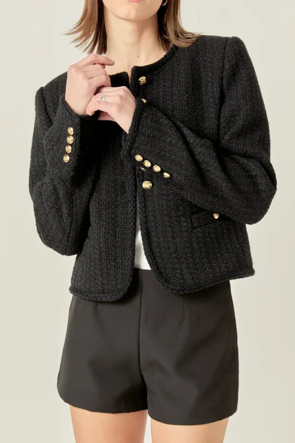ENGLISH FACTORY Jackets & Coats | Tops*- Darcy Tweed Jacket BLACK
