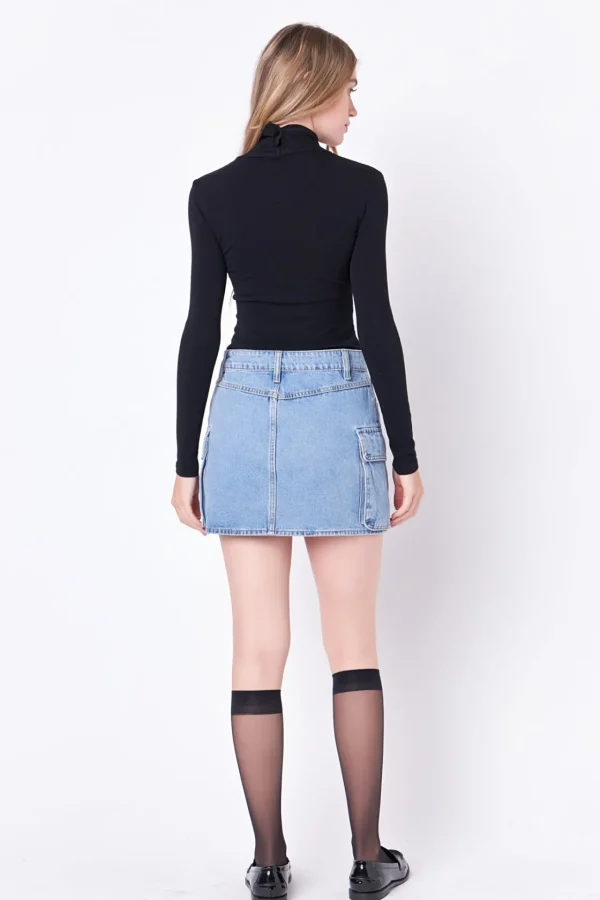 ENGLISH FACTORY Denim | Skirts*- Cargo Low Rise Mini Skirt DENIM