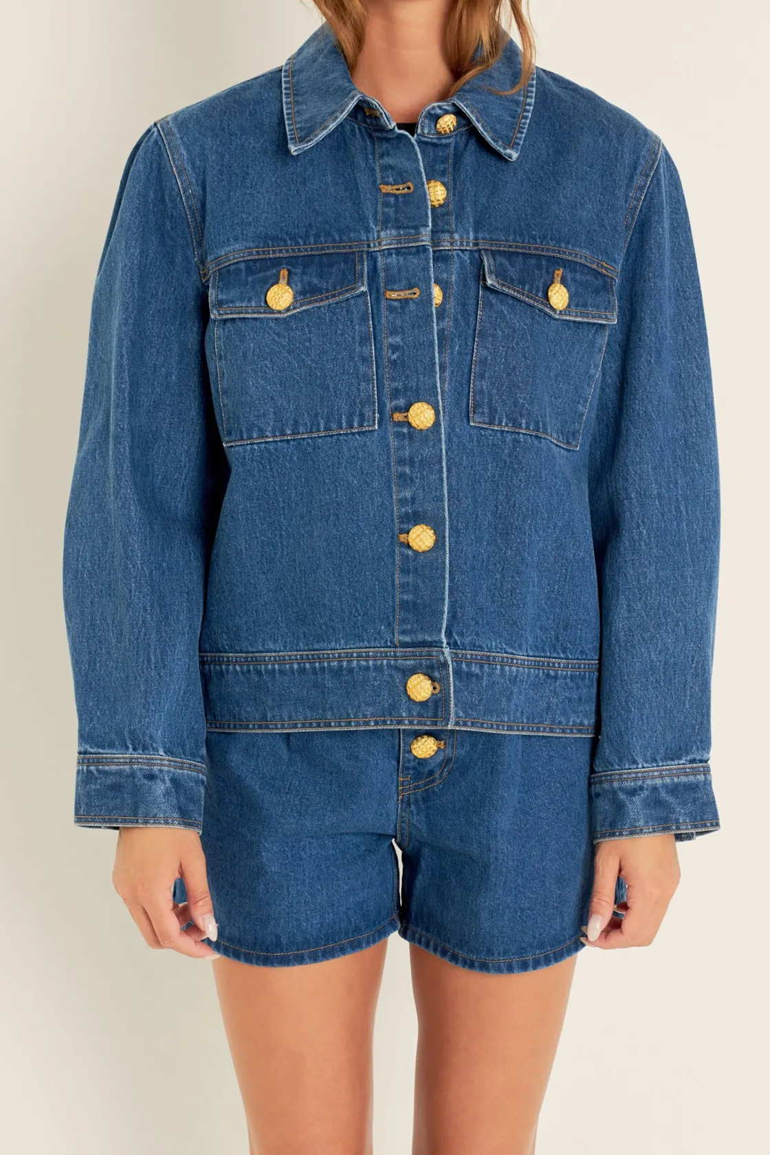 english_factory__denim_ja_0.webp ENGLISH FACTORY Denim | Jackets & Coats*- Denim Jacket With Brass Buttons BLUE