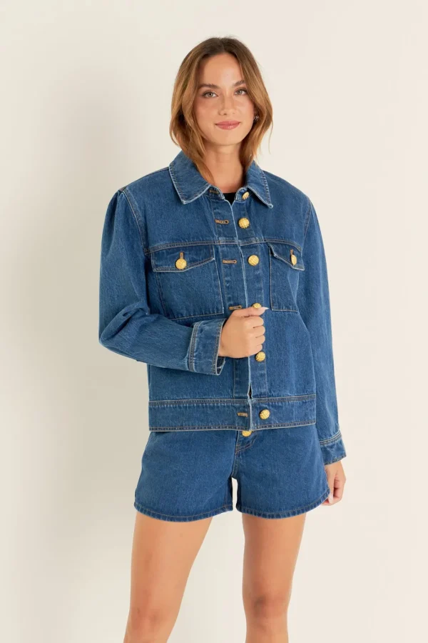 ENGLISH FACTORY Denim | Jackets & Coats*- Denim Jacket With Brass Buttons BLUE