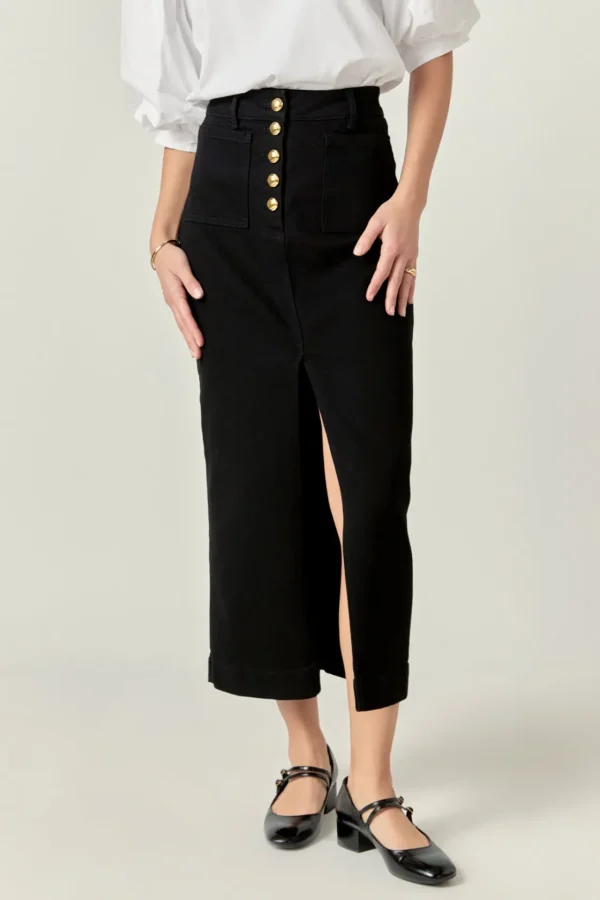 ENGLISH FACTORY Skirts | Tops*- Denim Maxi Skirt BLACKDENIM