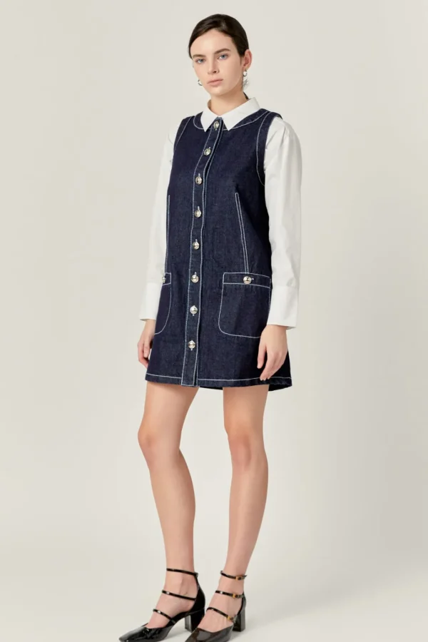 ENGLISH FACTORY Denim | Tops*- Denim Mini Dress NAVYDENIM