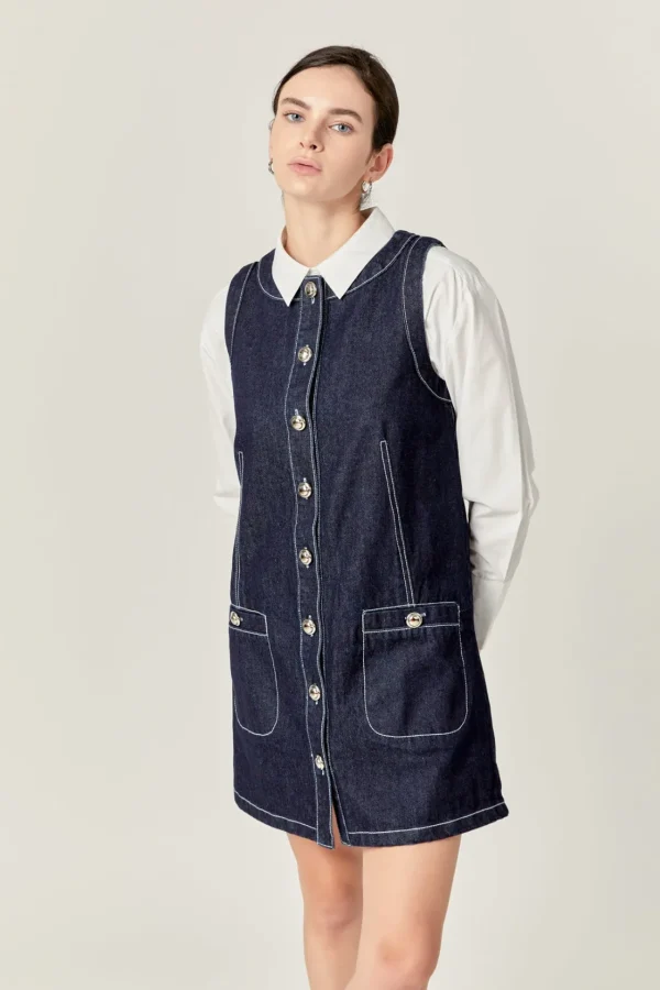 ENGLISH FACTORY Denim | Tops*- Denim Mini Dress NAVYDENIM