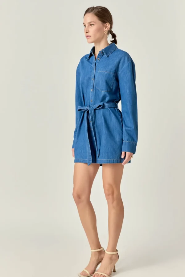 ENGLISH FACTORY Denim | Tops*- Romper DENIM