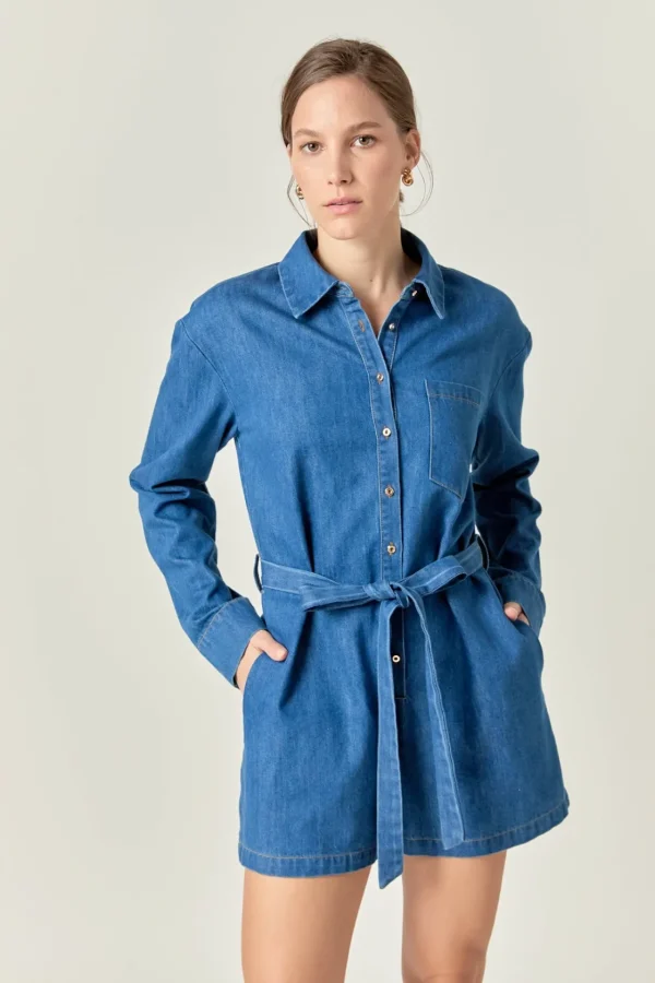 ENGLISH FACTORY Denim | Tops*- Romper DENIM