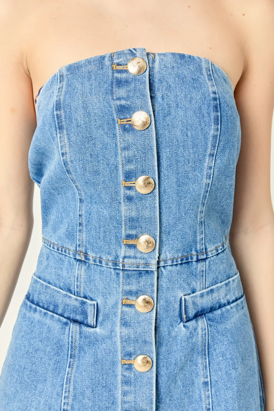 english_factory__denim_tu_0.webp ENGLISH FACTORY Denim | Matching Sets*- Denim Tube Mini Dress