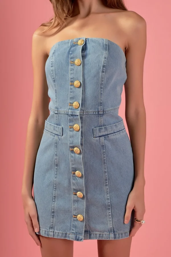ENGLISH FACTORY Denim | Matching Sets*- Denim Tube Mini Dress
