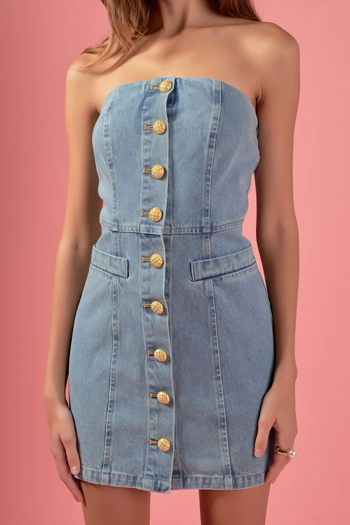 english_factory__denim_tu_10.webp ENGLISH FACTORY Denim | Matching Sets*- Denim Tube Mini Dress