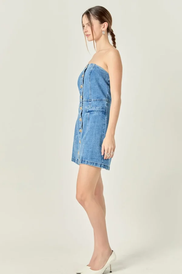 ENGLISH FACTORY Denim | Matching Sets*- Denim Tube Mini Dress