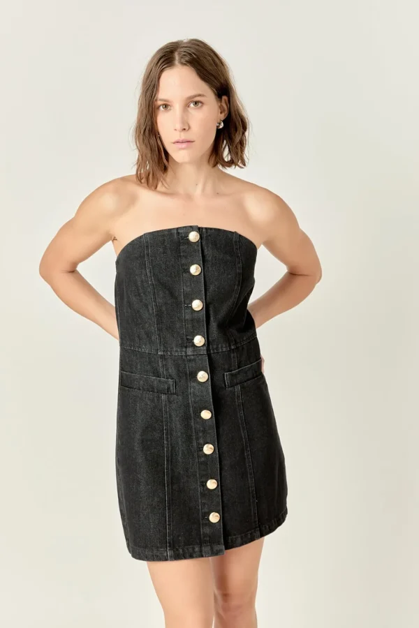 ENGLISH FACTORY Denim | Matching Sets*- Denim Tube Mini Dress