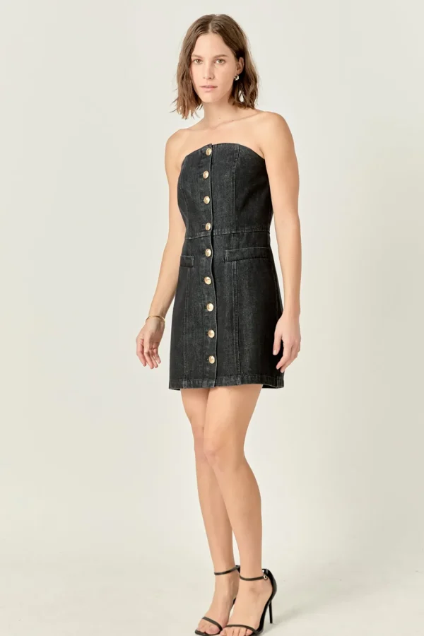 ENGLISH FACTORY Denim | Matching Sets*- Denim Tube Mini Dress
