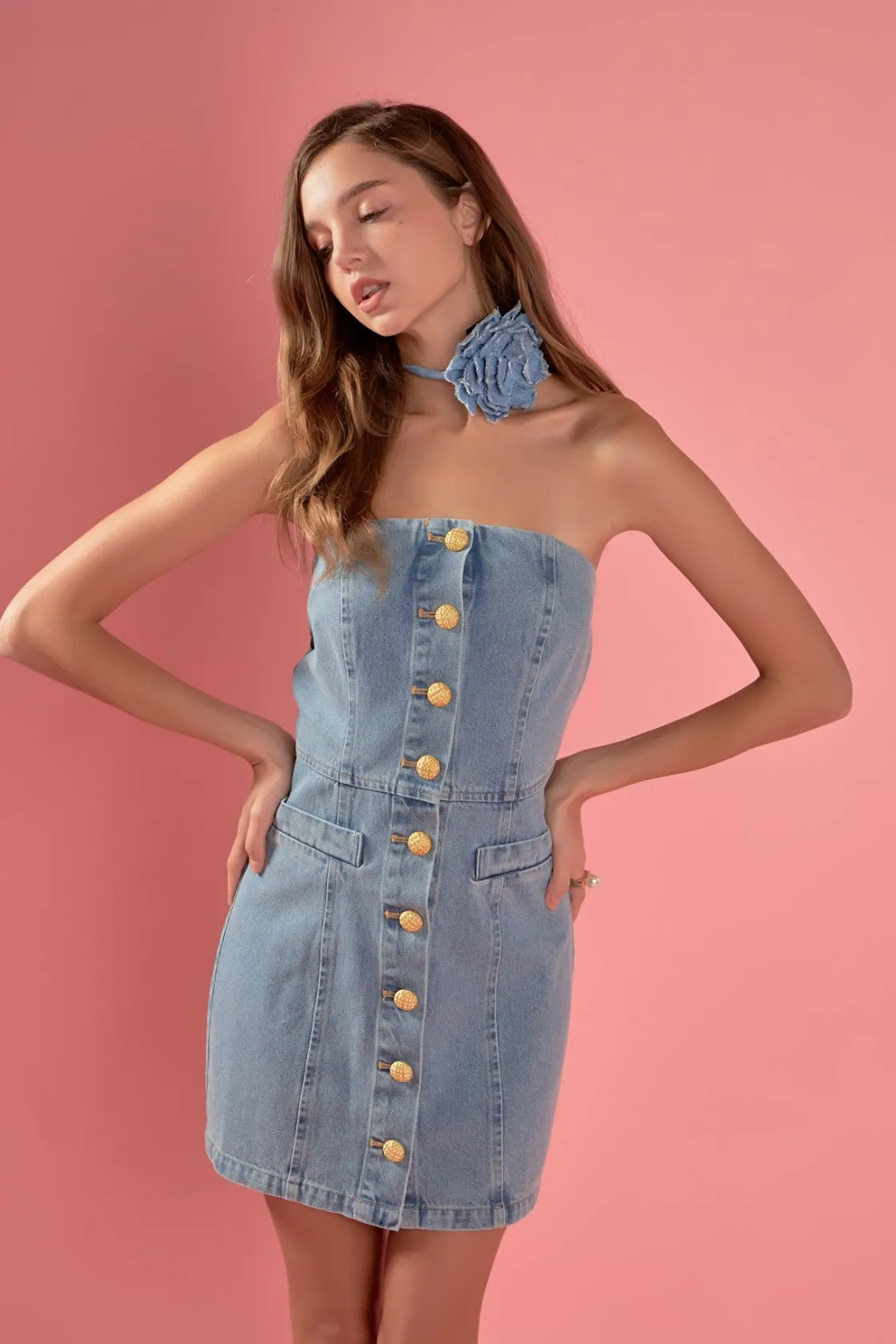 english_factory__denim_tu_9.webp ENGLISH FACTORY Denim | Matching Sets*- Denim Tube Mini Dress