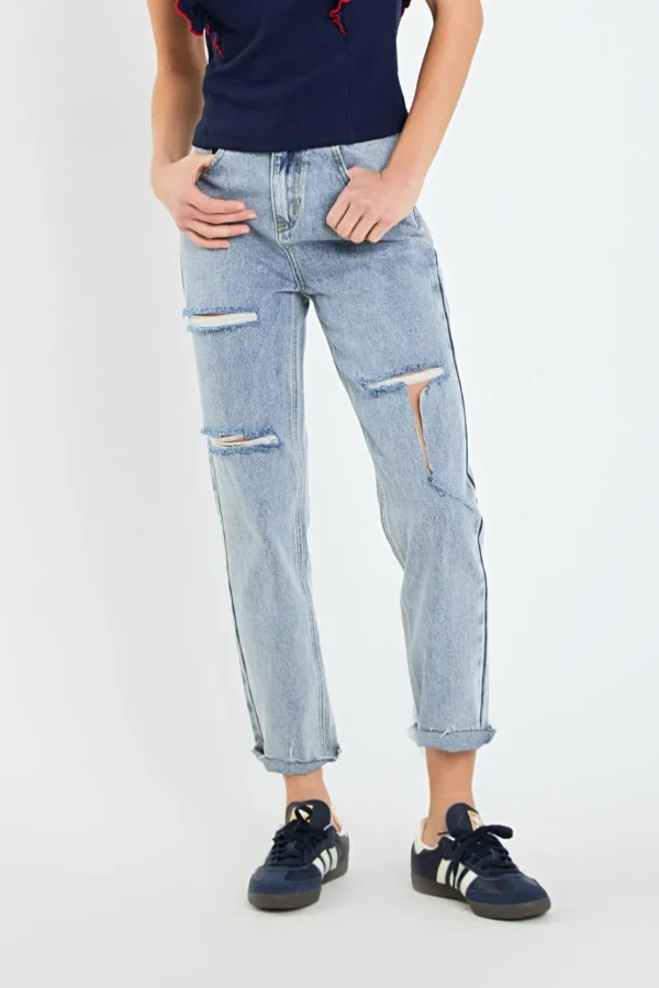 ENGLISH FACTORY Denim | Tops*- Destroyed Mom Jeans