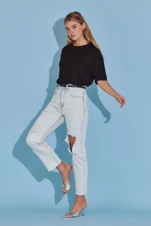 ENGLISH FACTORY Denim | Tops*- Destroyed Mom Jeans