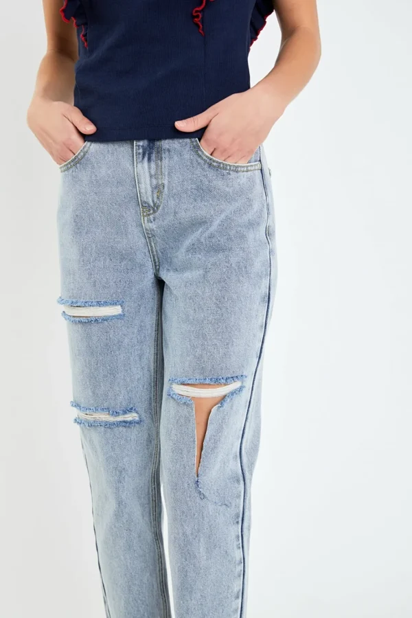 ENGLISH FACTORY Denim | Tops*- Destroyed Mom Jeans