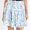 ENGLISH FACTORY Skirts | Tops*- Digital Print Belted Tiered Mini Skirt BLUE/OFFWHITE